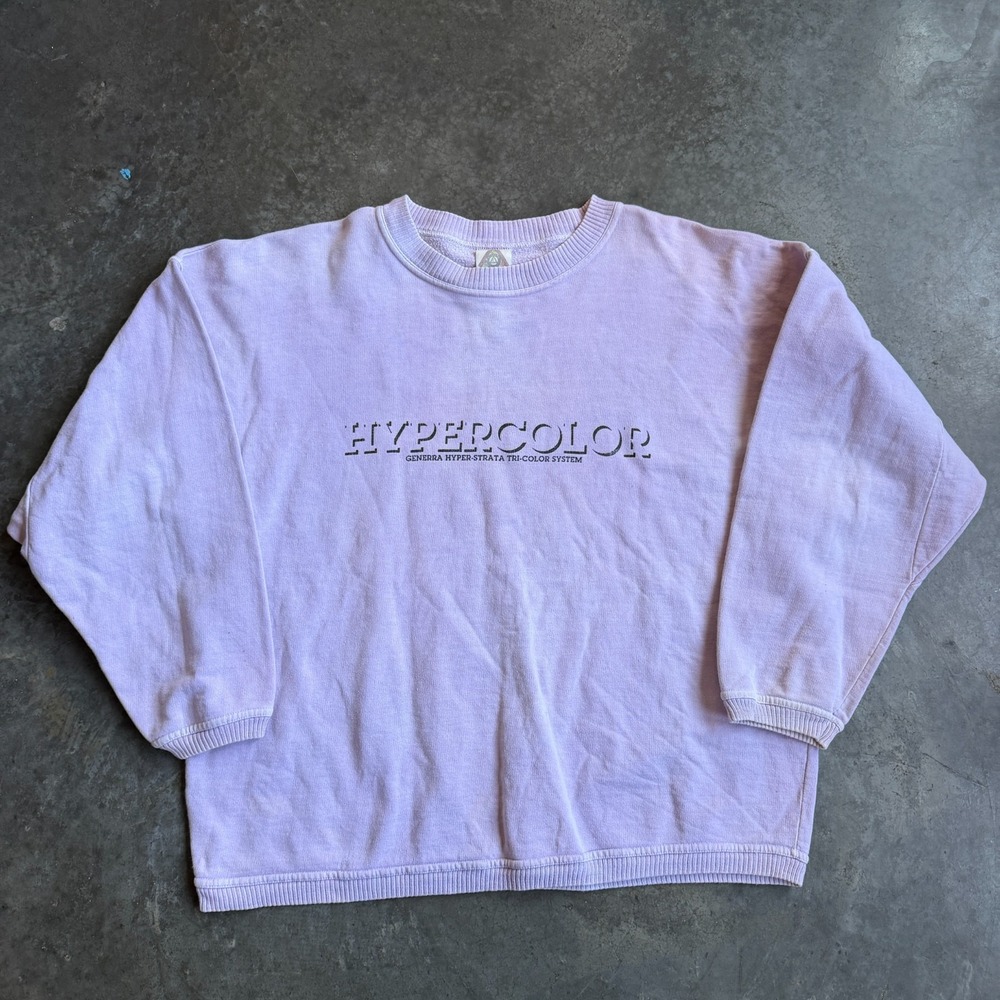 Vintage Generra Hypercolor Sweatshirt Mens L Pastel Purple Graphic Crewneck